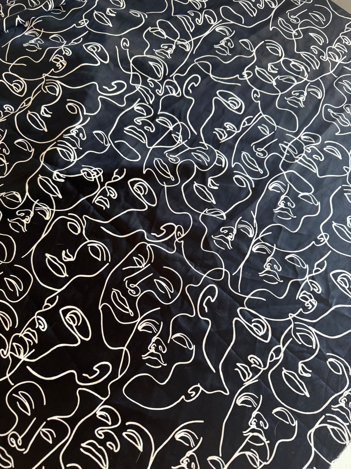 Face Print Satin Stretch Fabric