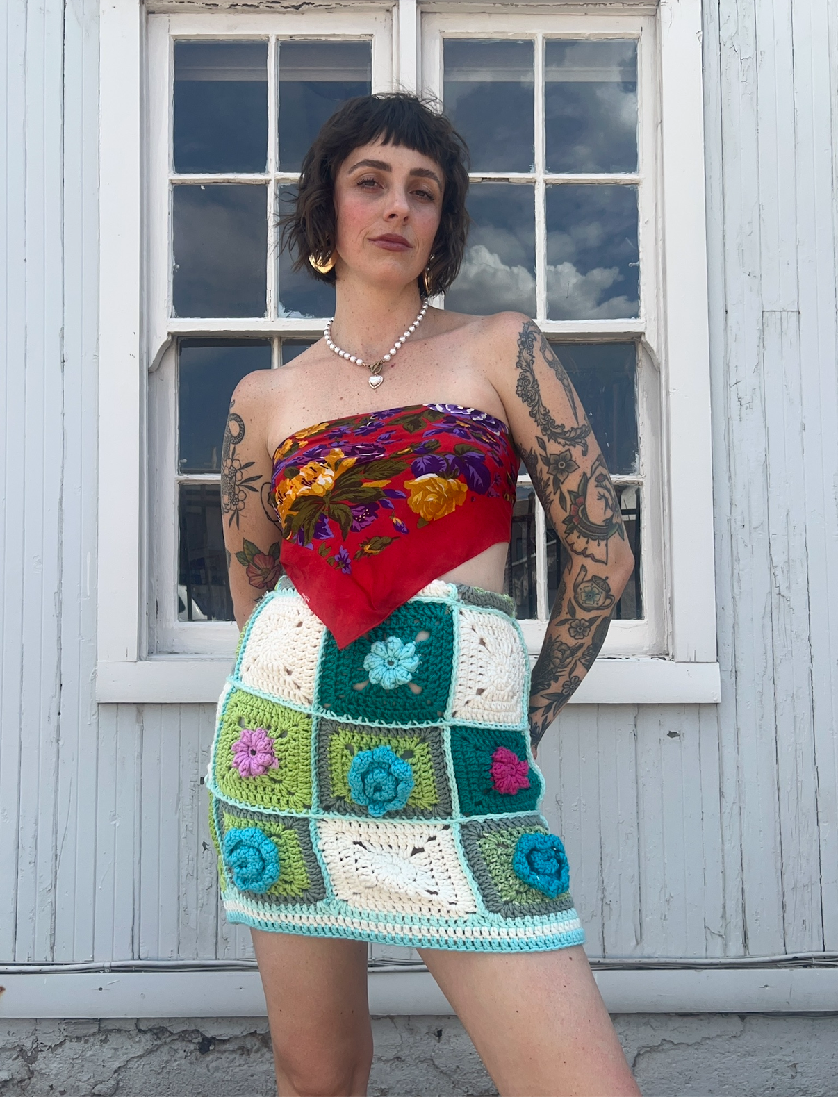 Up-cycled Crochet Skirt