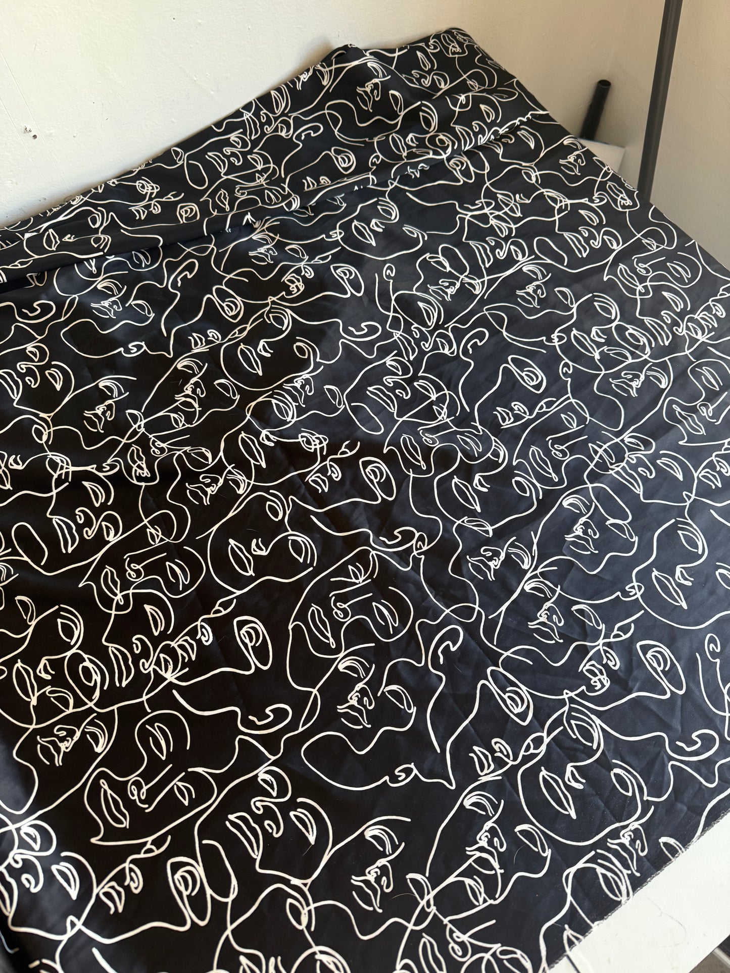 Face Print Satin Stretch Fabric
