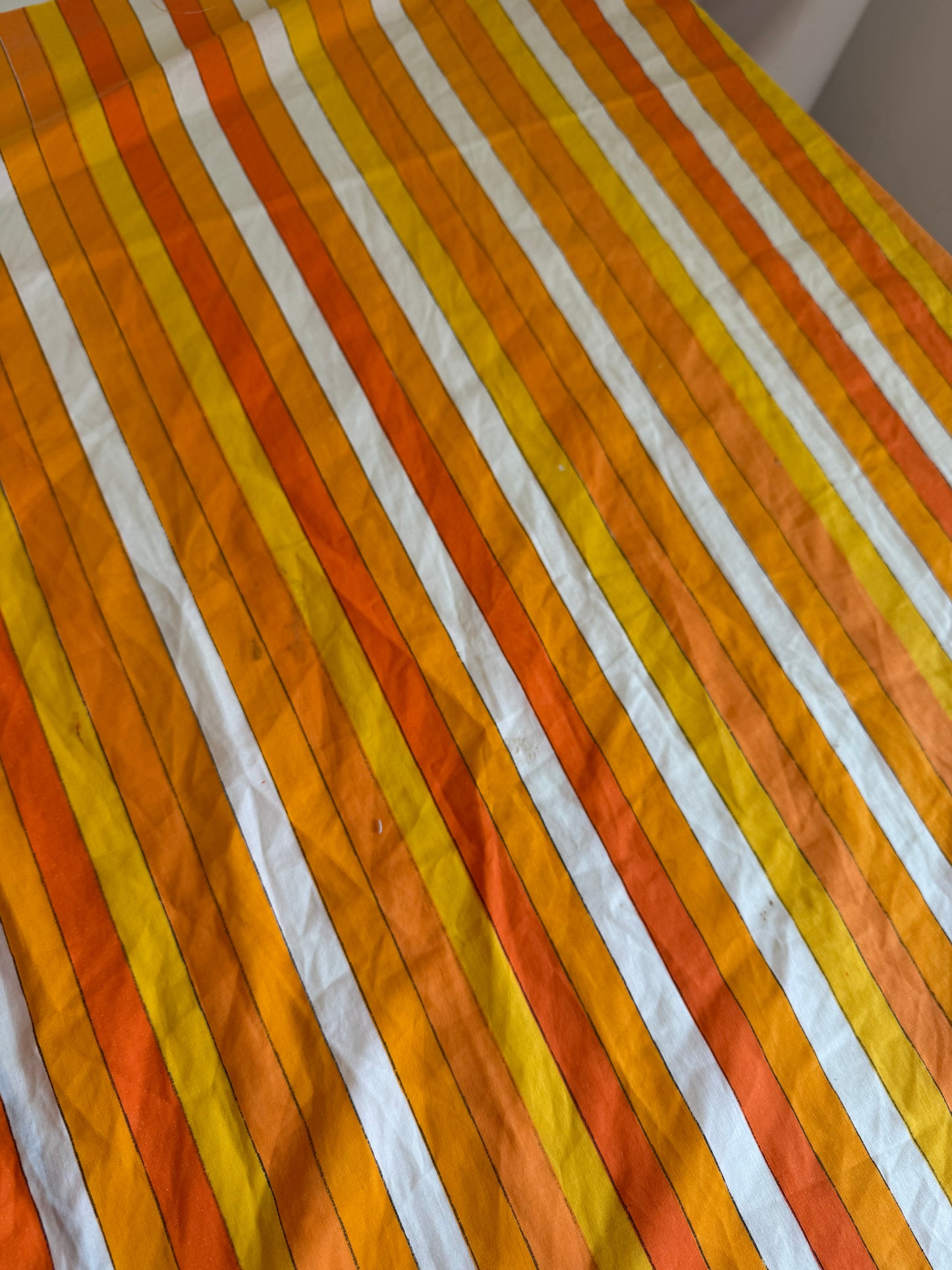 Vintage Orange Striped Sheet Piece