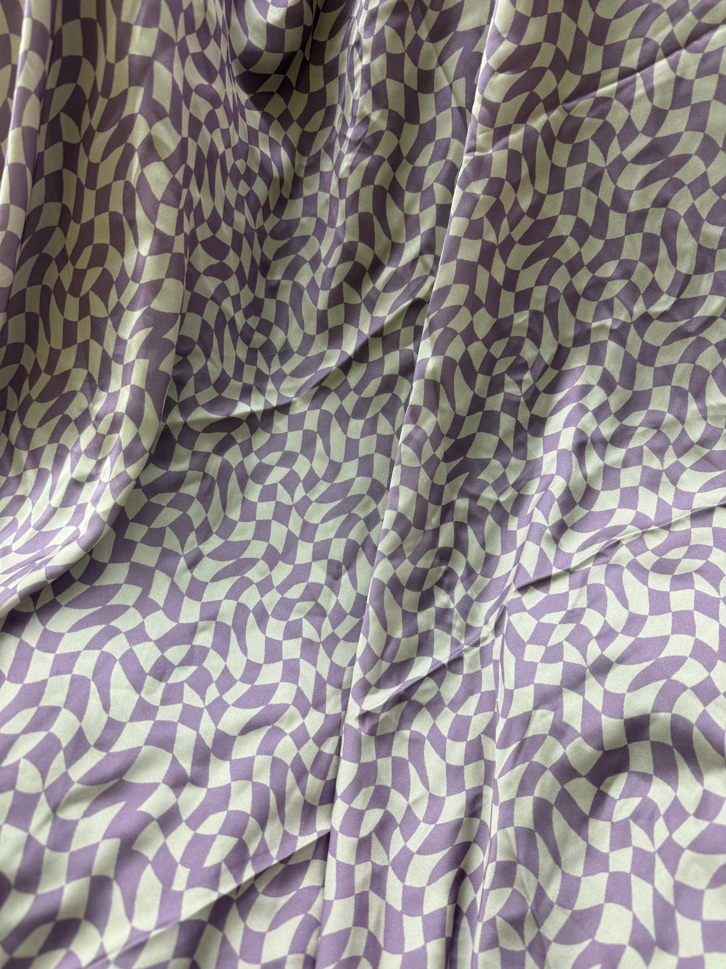 Lavender Groovy Checker Crepe Back Satin