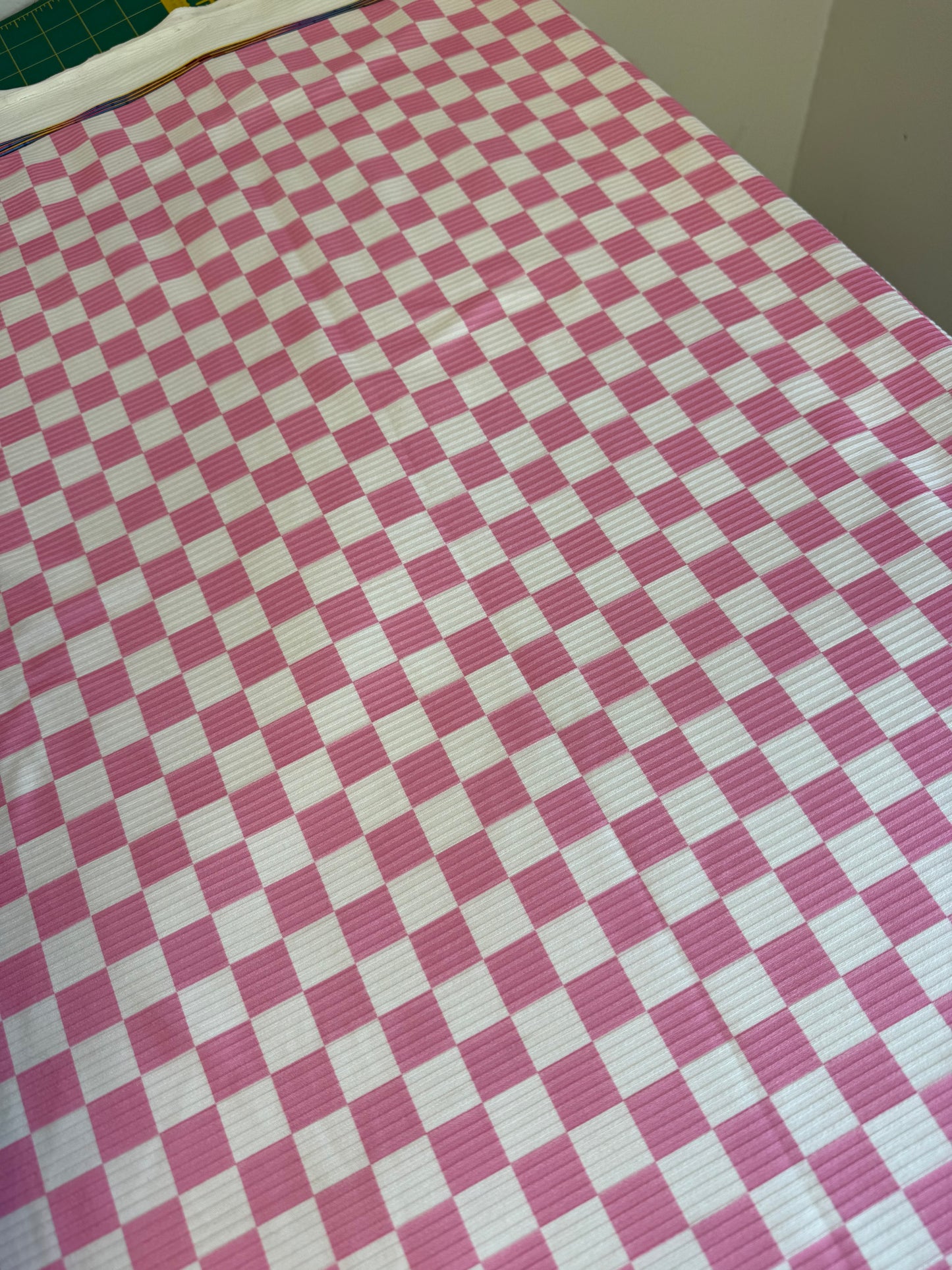 Pink Rib Knit Check