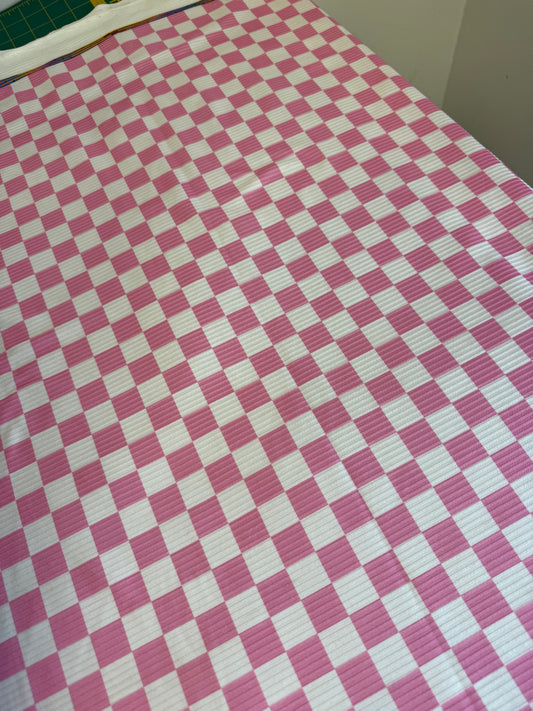 Pink Rib Knit Check
