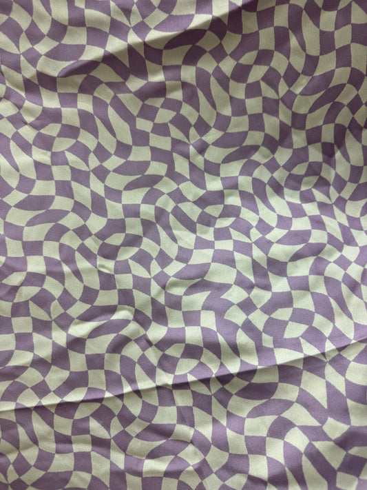 Lavender Groovy Checker Crepe Back Satin