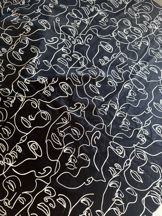 Face Print Satin Stretch Fabric