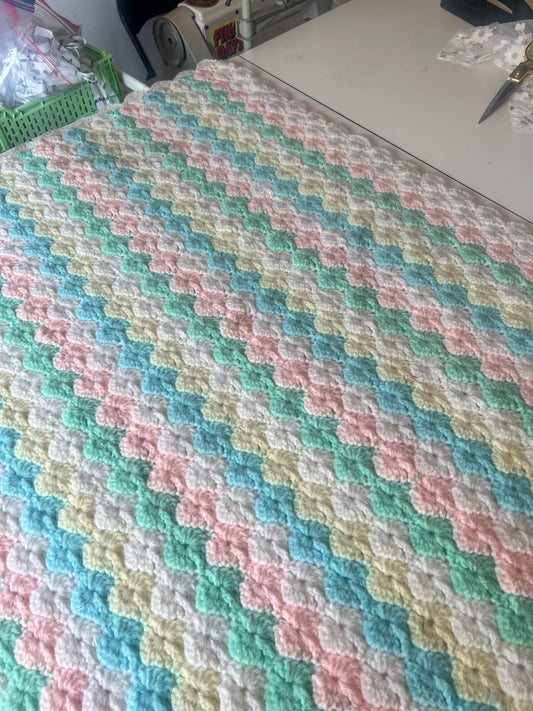 Vintage pastel crochet blanket