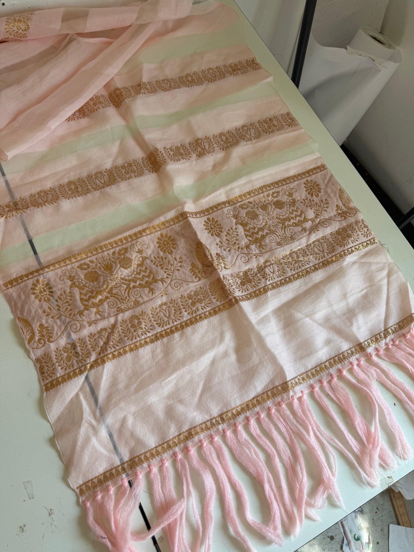 Pink and gold scarf