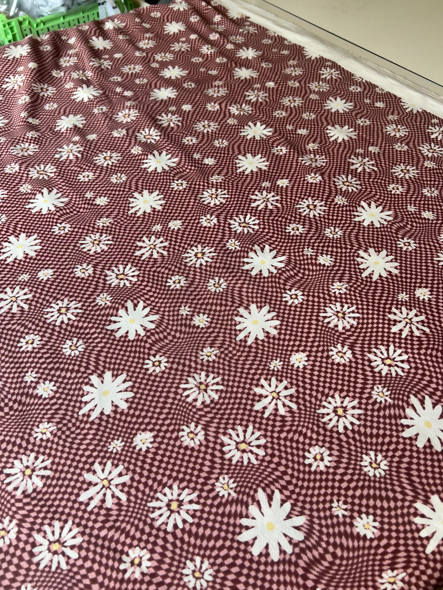 Floral Groovy Checkered Fabric