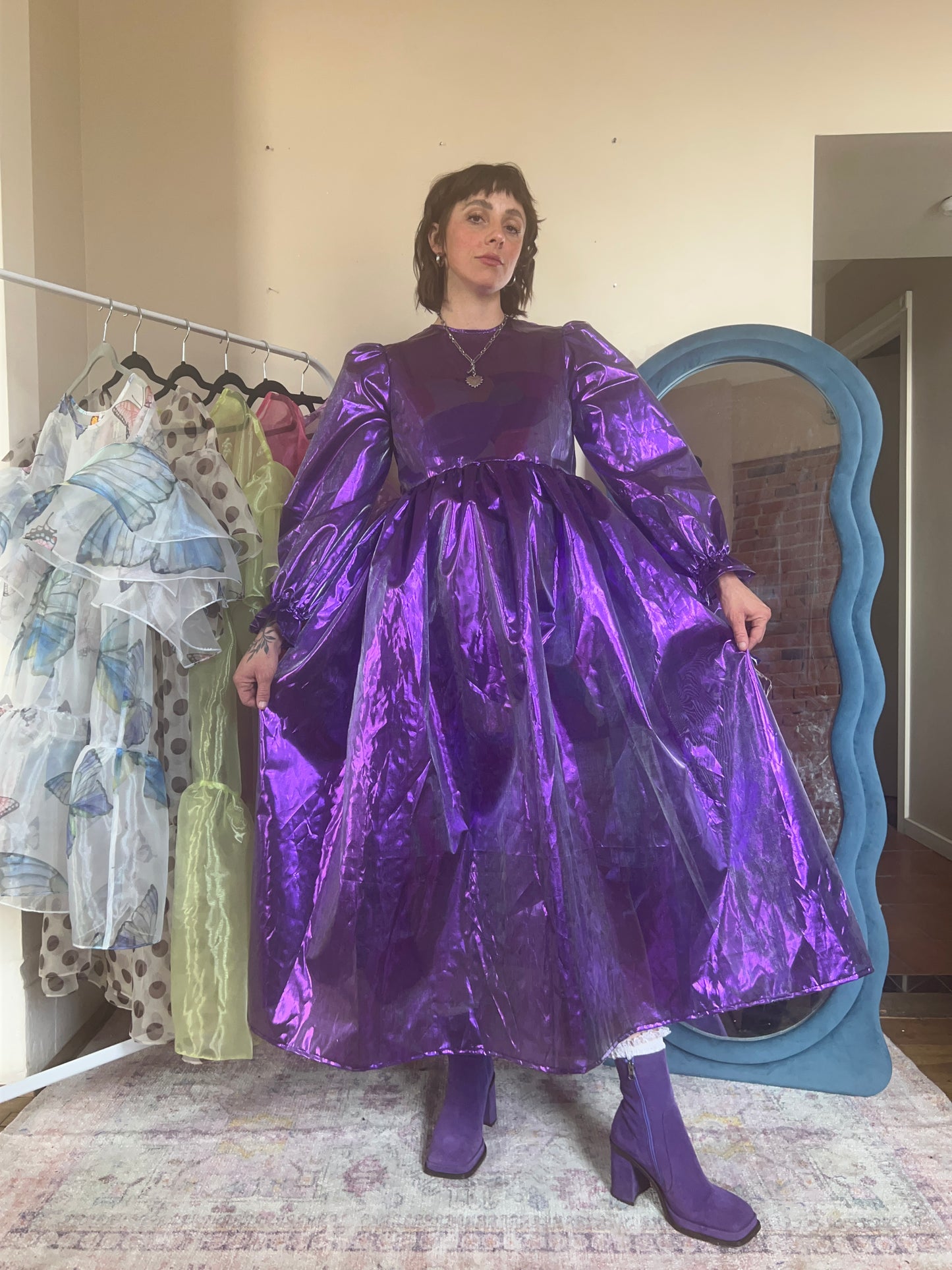 Metallic Purple Lamé Dress