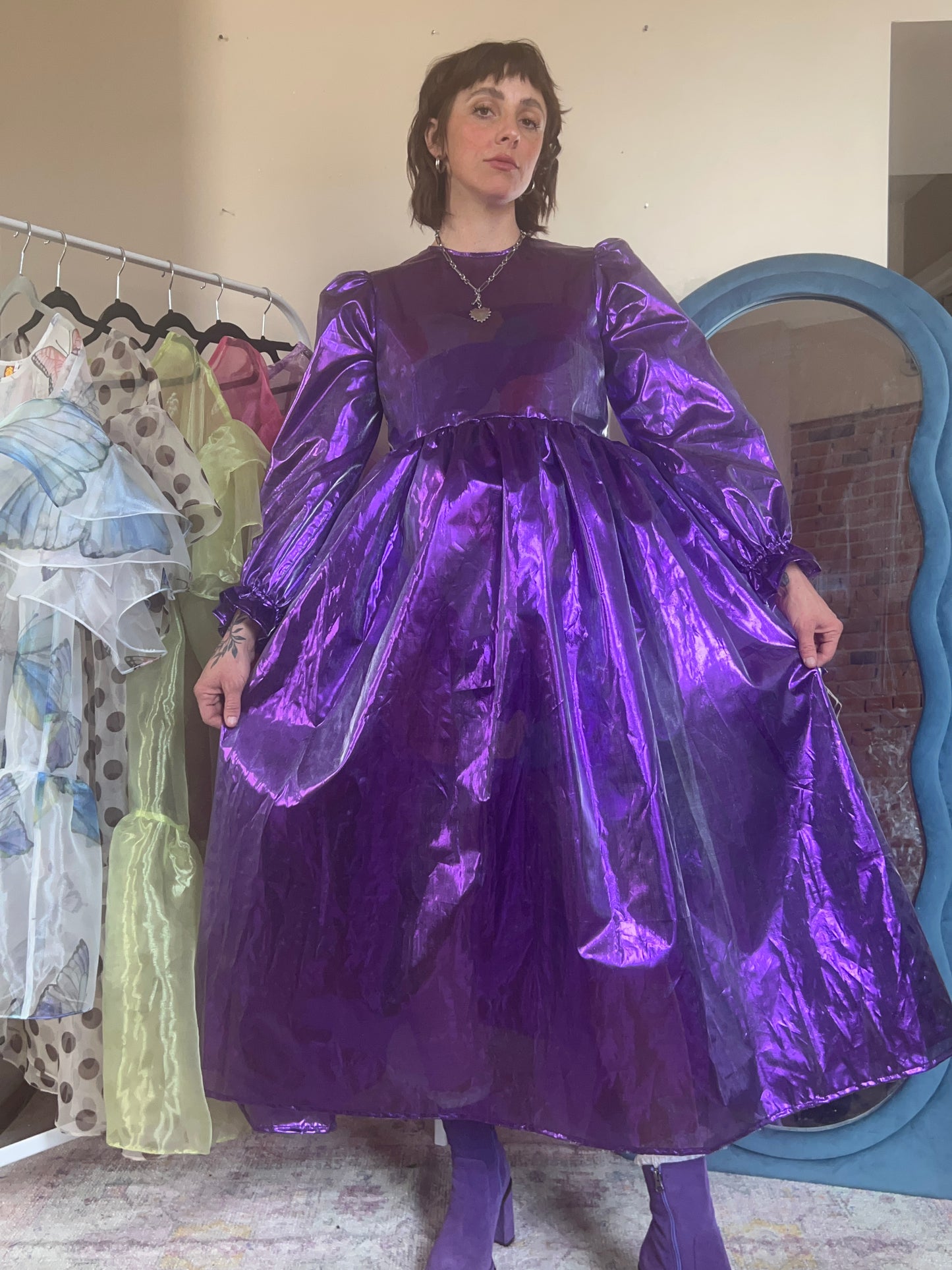 Metallic Purple Lamé Dress