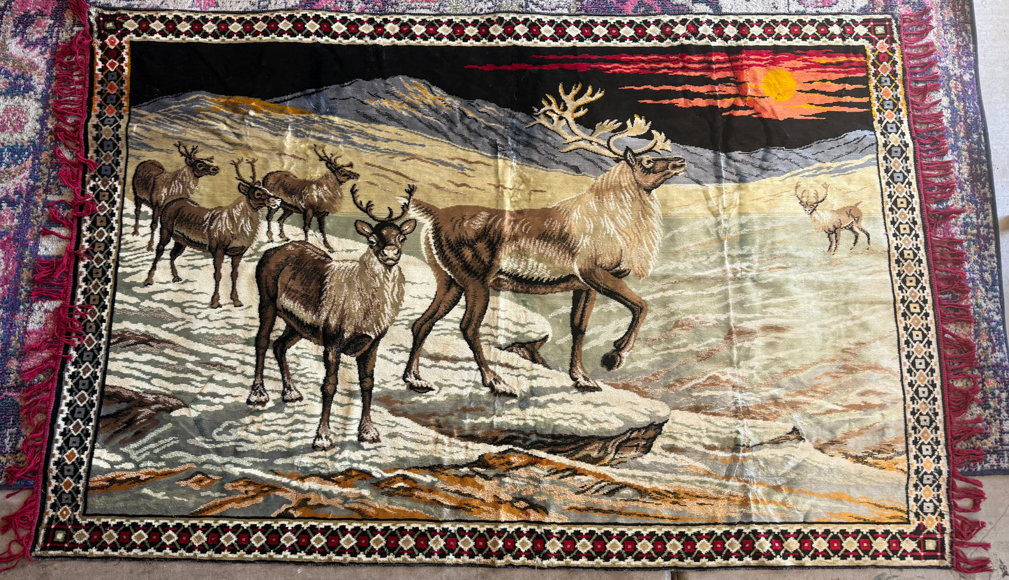 Vintage Reindeer Print Tapestry