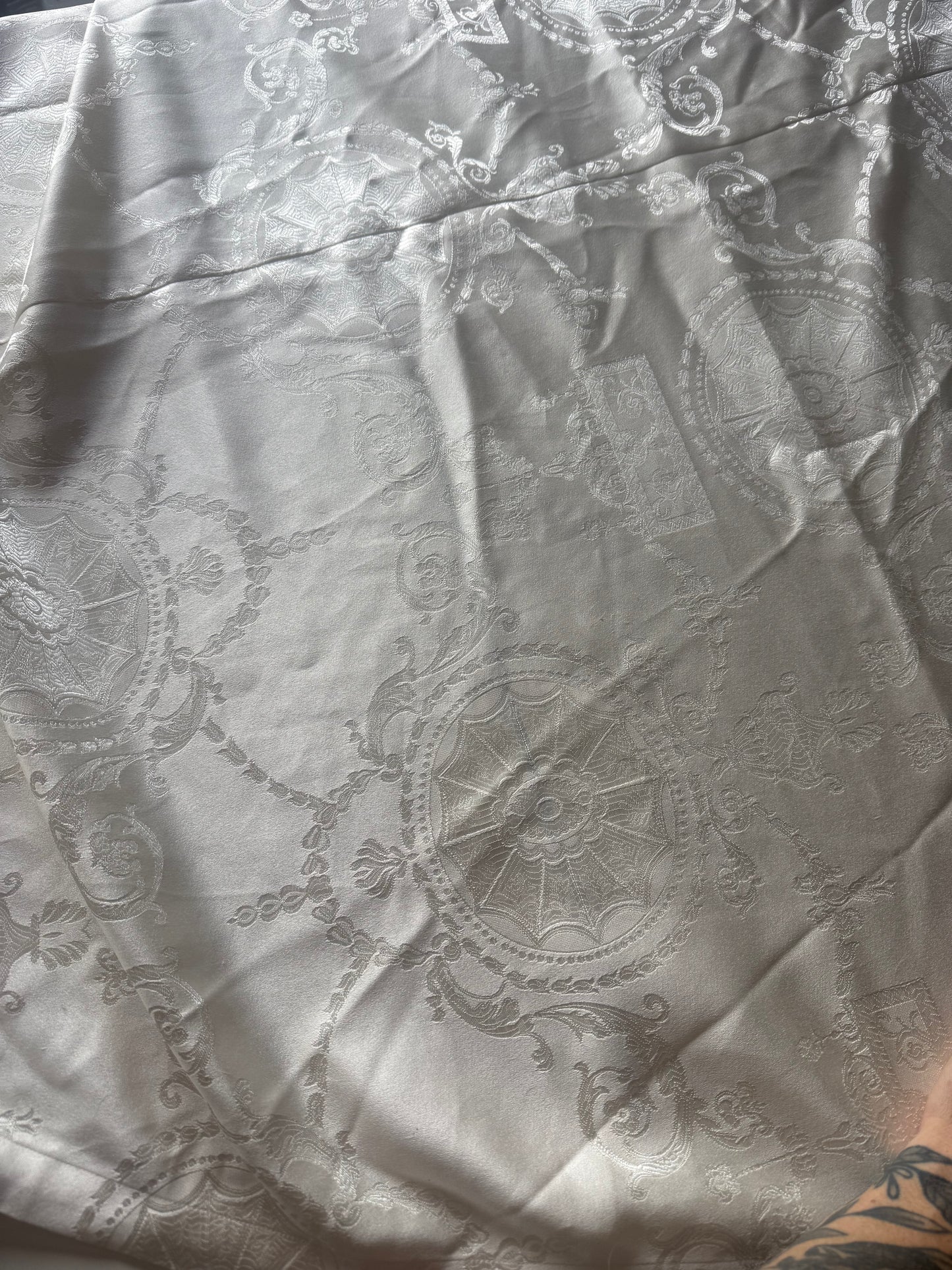 Off-White Brocade Tablecloth