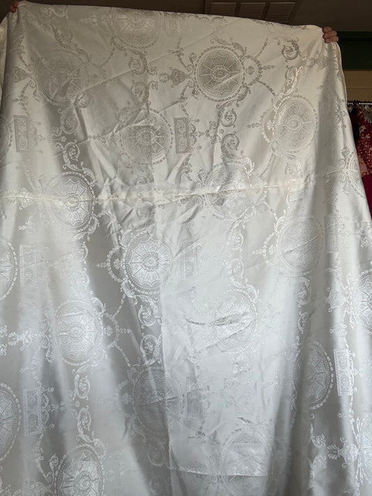 Off-White Brocade Tablecloth