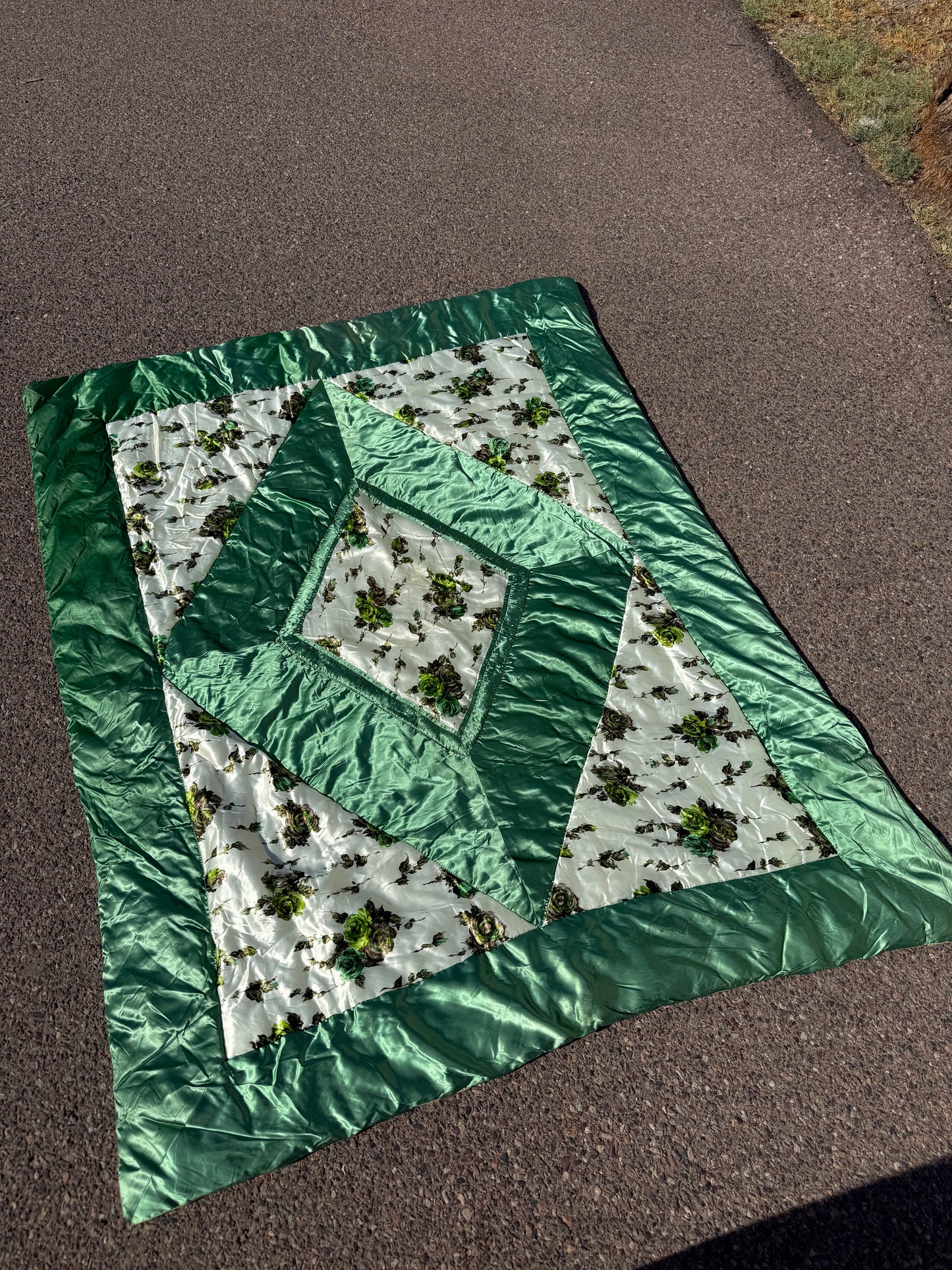Vintage Satin Floral Bedspread