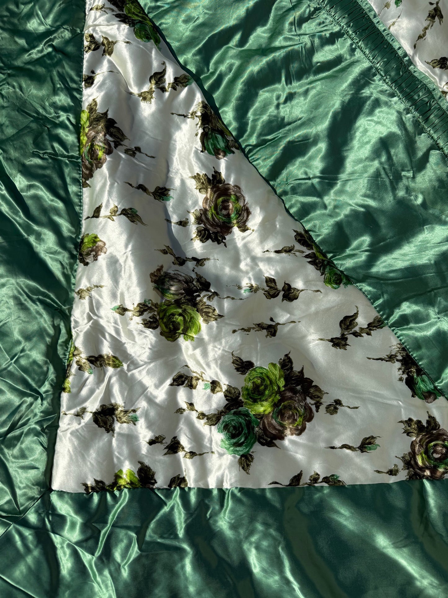 Vintage Satin Floral Bedspread