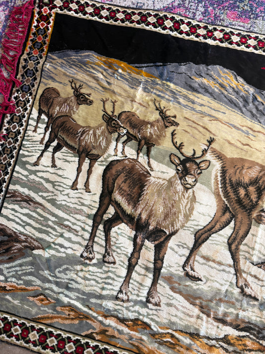 Vintage Reindeer Print Tapestry