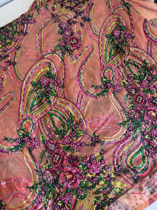 Beaded Velvet Chiffon