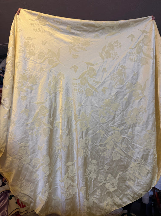 Vintage Butter Yellow Floral Tablecloth