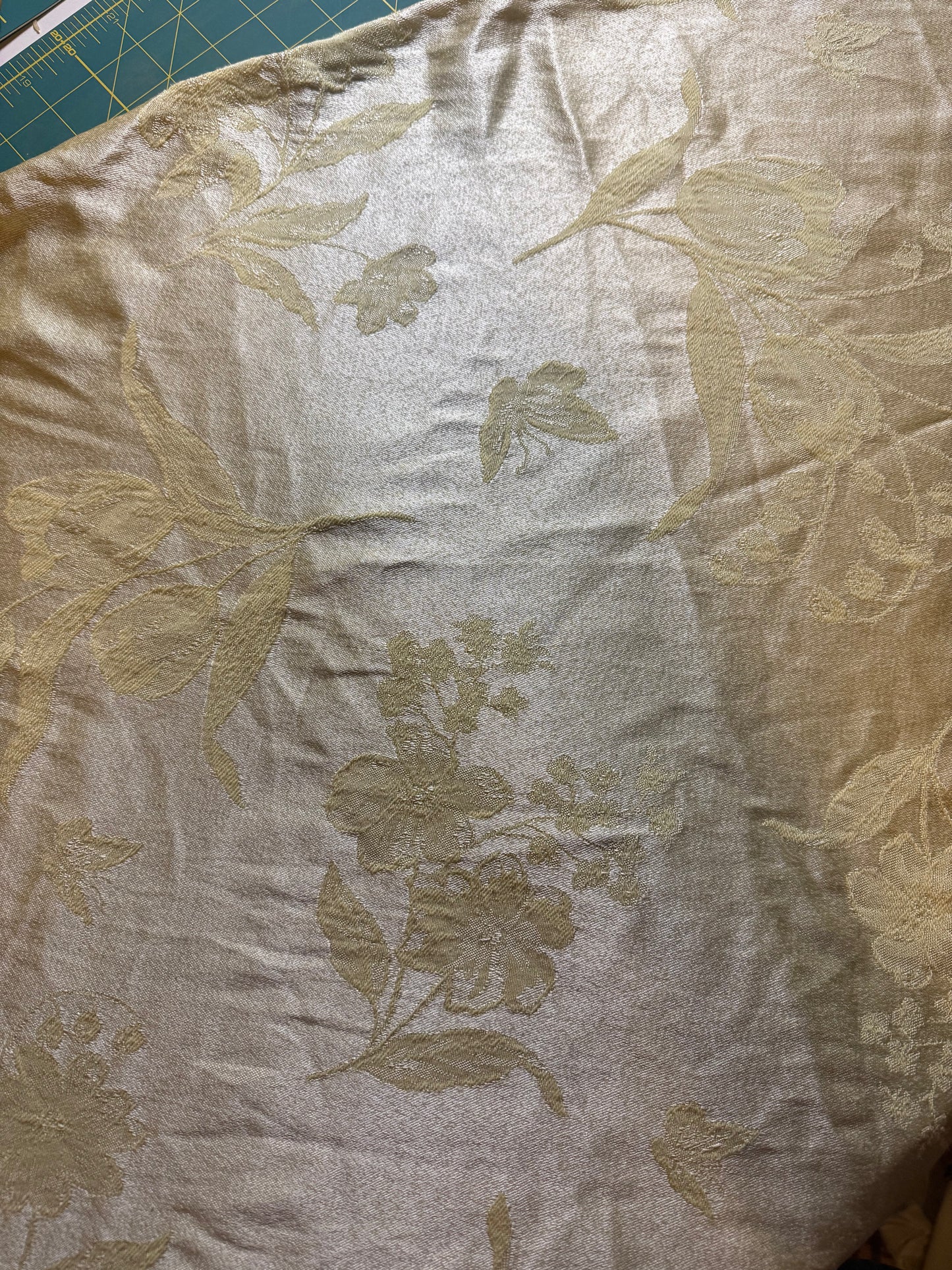 Vintage Butter Yellow Floral Tablecloth