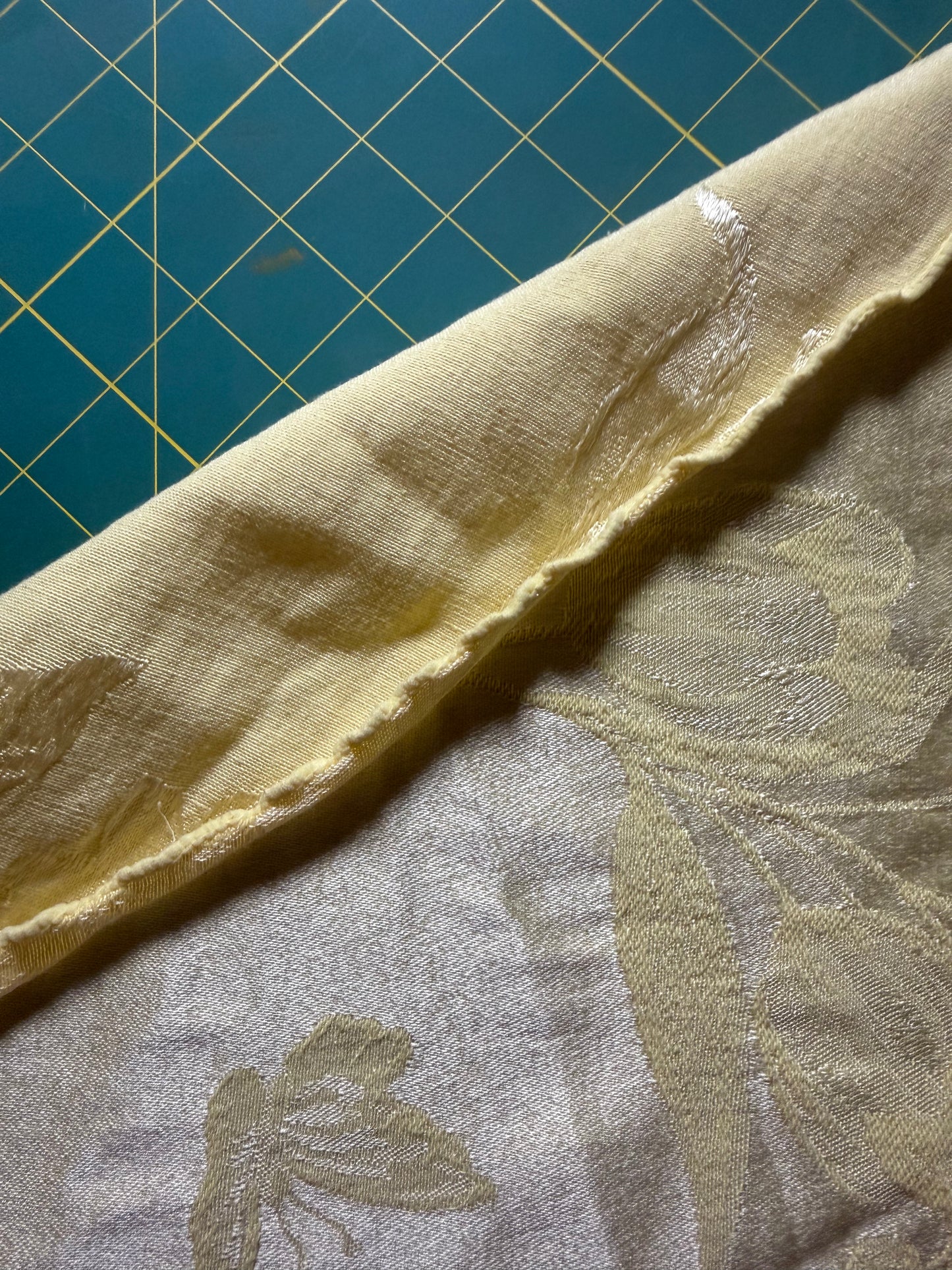 Vintage Butter Yellow Floral Tablecloth