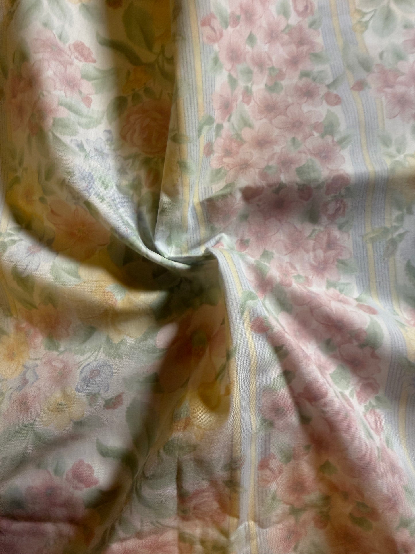 Vintage Floral Stripe Cotton